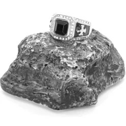 Herrering i med stor sort CZ sten