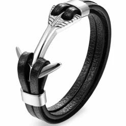 High XP1 armbånd i rustfri stål og læder.