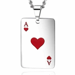 Hjerter ES halssmykke i blank stål.