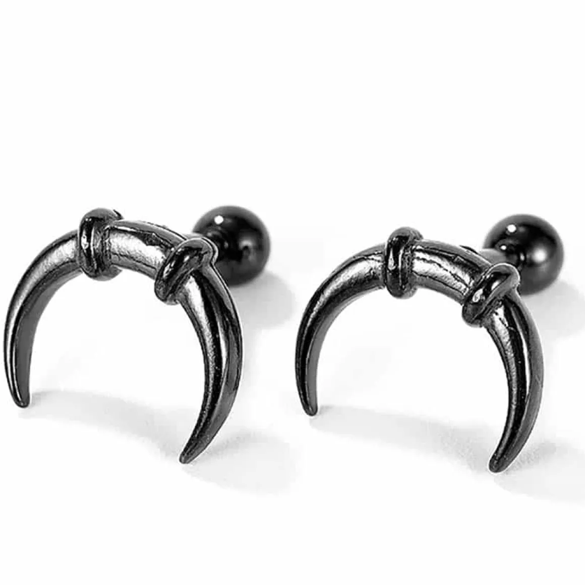 Horn ørering sort stål