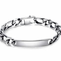 ID armbånd i blank rustfri stål.