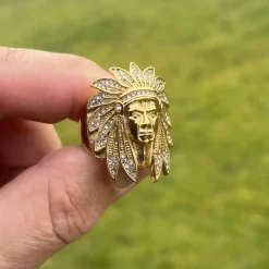 Indianer ringe med CZ sten forgyldt IP