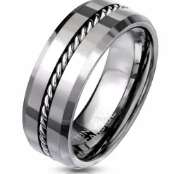 K4 Tungstenring med kæde