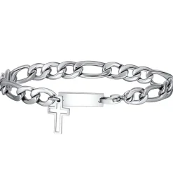 Kors og rustfri stål armbånd.