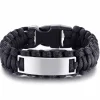 Kraftigt knyttet bomulds armbånd med mat stål