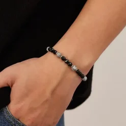 Lapiz og onyx perlearmbånd