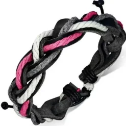 Læder og bomuld armbånd