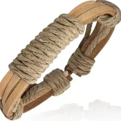 Læderarmbånd med bomuld "James"