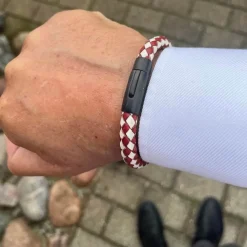 Læderarmbånd "Red/White"