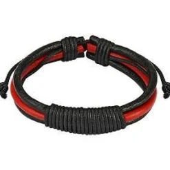 Læderarmbånd Sort/Rød "Wind"