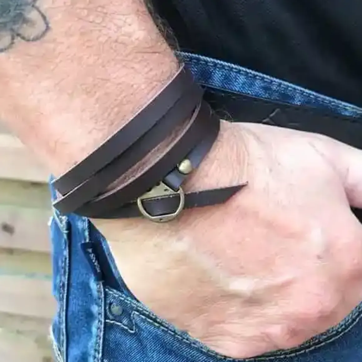Læderarmbånd "Strand"