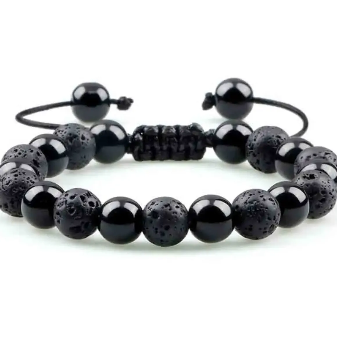 Leli perlearmbånd sort lava/blackstone