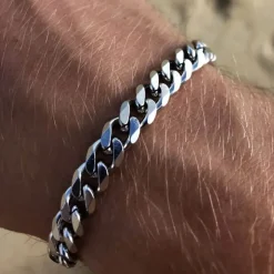 Link armbånd i rustfri stål 7mm bred