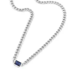 Link Steel CZ halskæde i rustfrit stål til mænd
