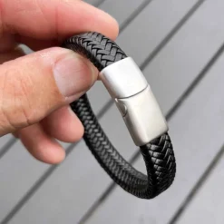 Major Black microfiber læderarmbånd med mat stållås