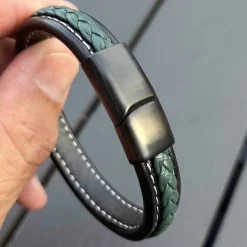 Major Green / Læderarmbånd med sort lås