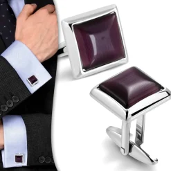 Manchetknapper i rustfri stål og purple