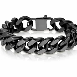 Mat blackcoat square armbånd i ædelstål / 1,2 cm