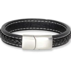 Mat steel Major læderarmbånd flet