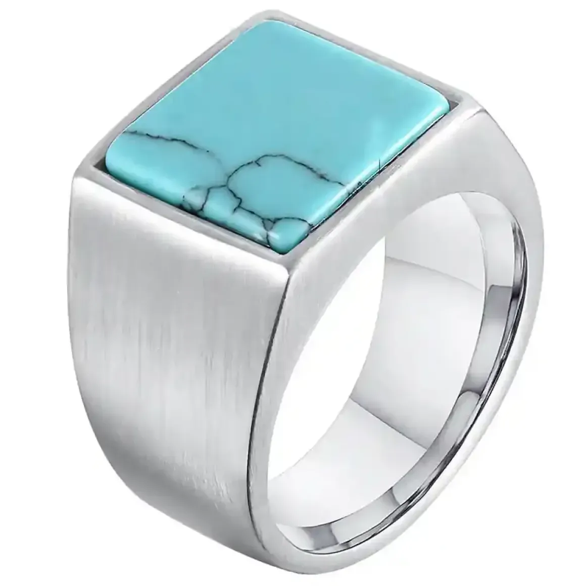 Mat turkiz herrering i stål.