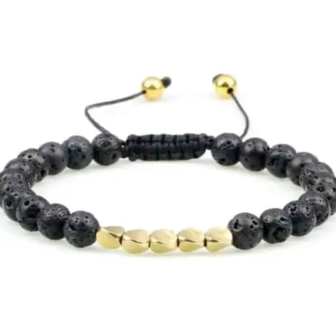 Niazy sort perlearmbånd / Lava golden