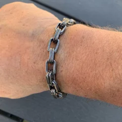 Old II oxy. stål-armbånd Dobbelt link