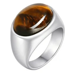 Oval signet tigereye herrering med stil.