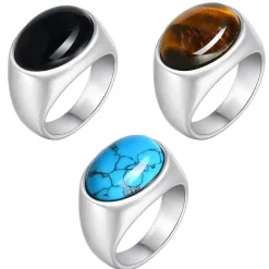 Oval signet tigereye herrering med stil.