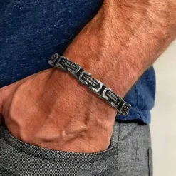 Oxyderet Stålarmbånd til Mænd - 8 mm