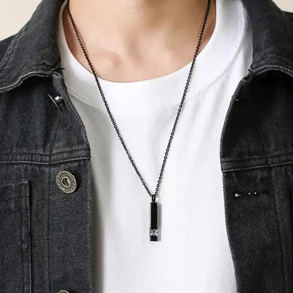 Pen stone blackcoatet halssmykke