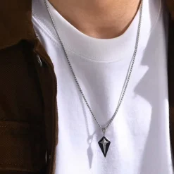 Pendant halsmykke i rustfri stål IP - Med besked til søn