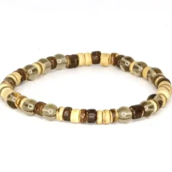 Perlearmbånd med kokos og quartz sten – 6 mm (ca. 20 cm)