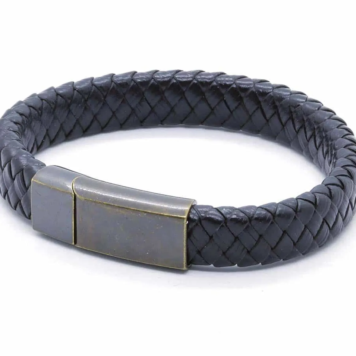 PX7 Netri sort læderflet og mørk stål lås