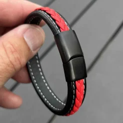 Red Major læderarmbånd flet
