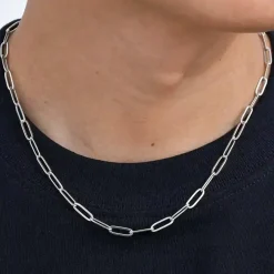 Rektang herrekæde i stål 45 cm