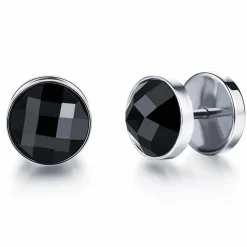 Ørestik i blank ædelstål med agat / 1,2cm