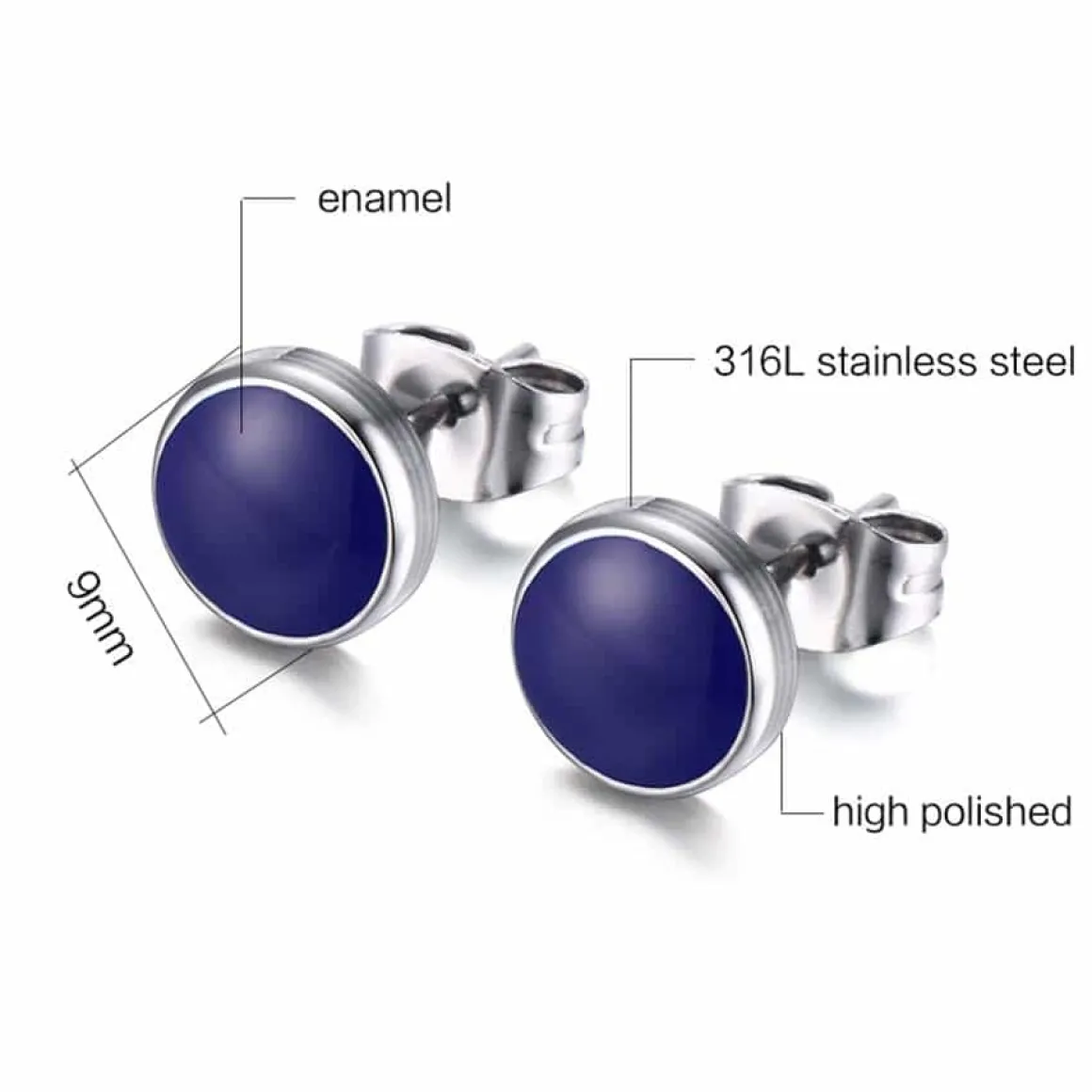 Ørestik i stål og blå.