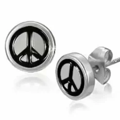 Ørestik i stål "Peace" 1 stk.