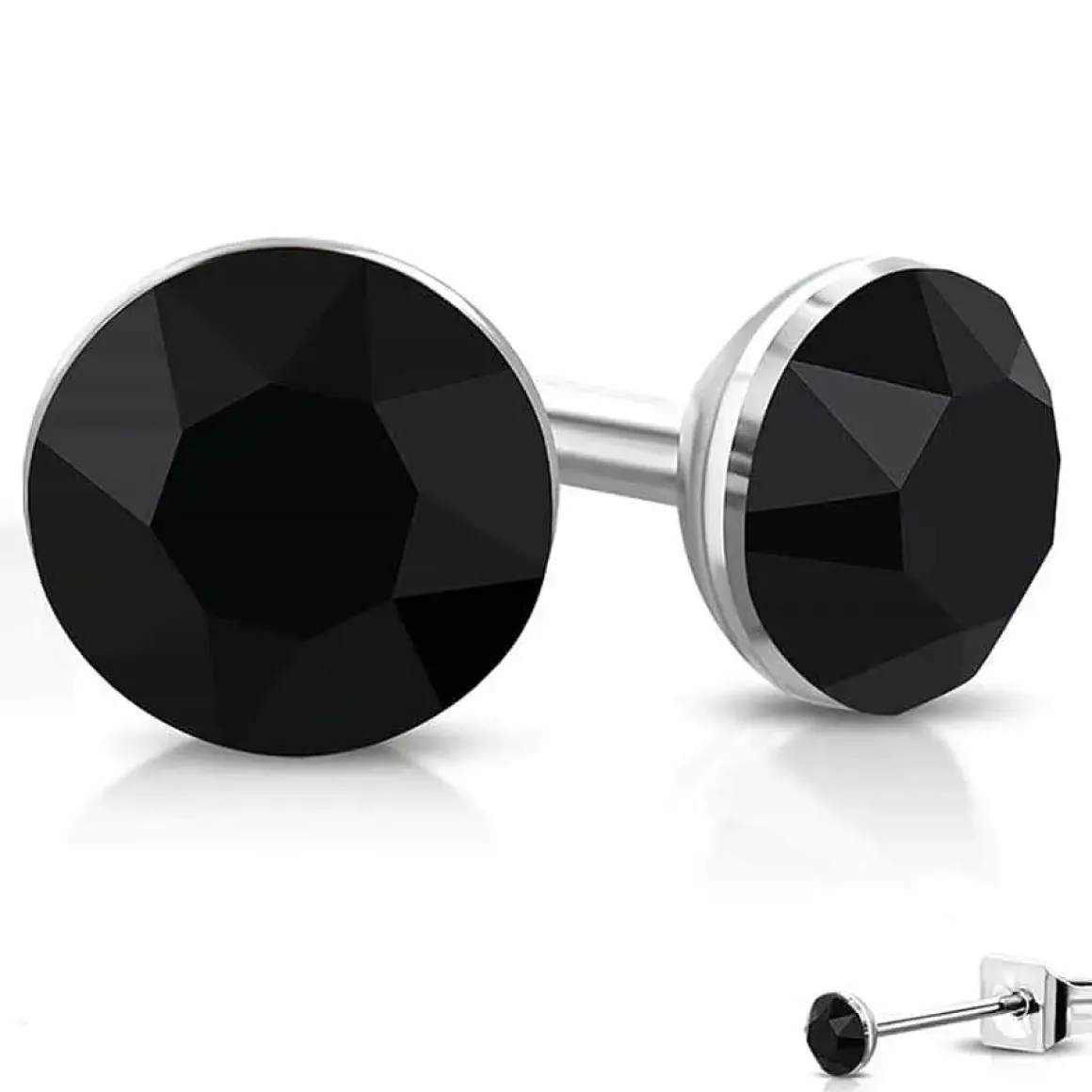 Ørestik med CZ sten i sort 4mm