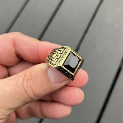 Rope herrering med sort onyx og PVD guldbelsgt