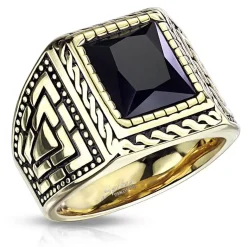 Rope herrering med sort onyx og PVD guldbelsgt