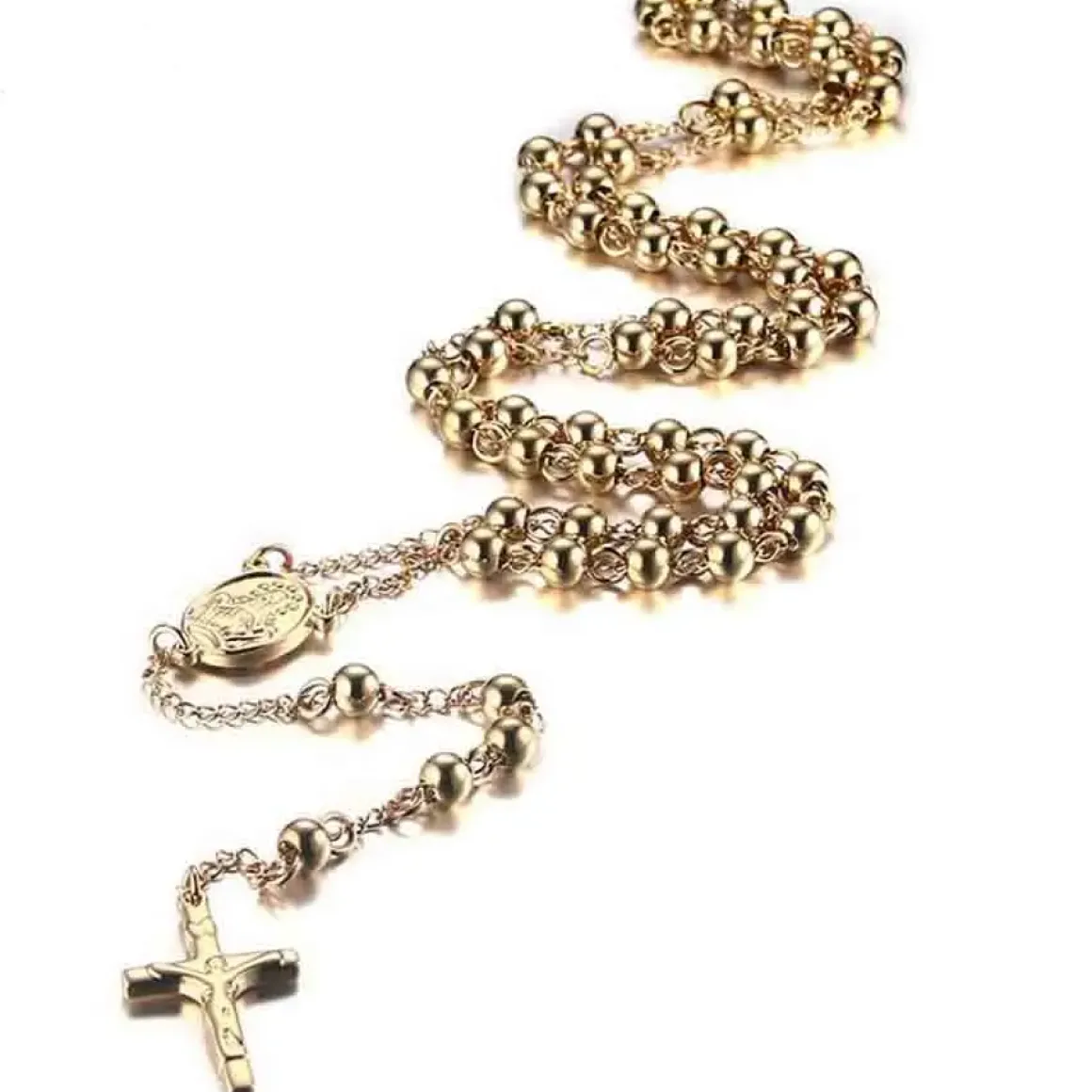 Rosenkrans i forgyldt stål.