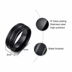 Rustfri stål ring sort