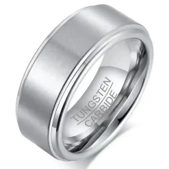 Silvercore Tungsten Ring – 8 mm børstet stålfinish
