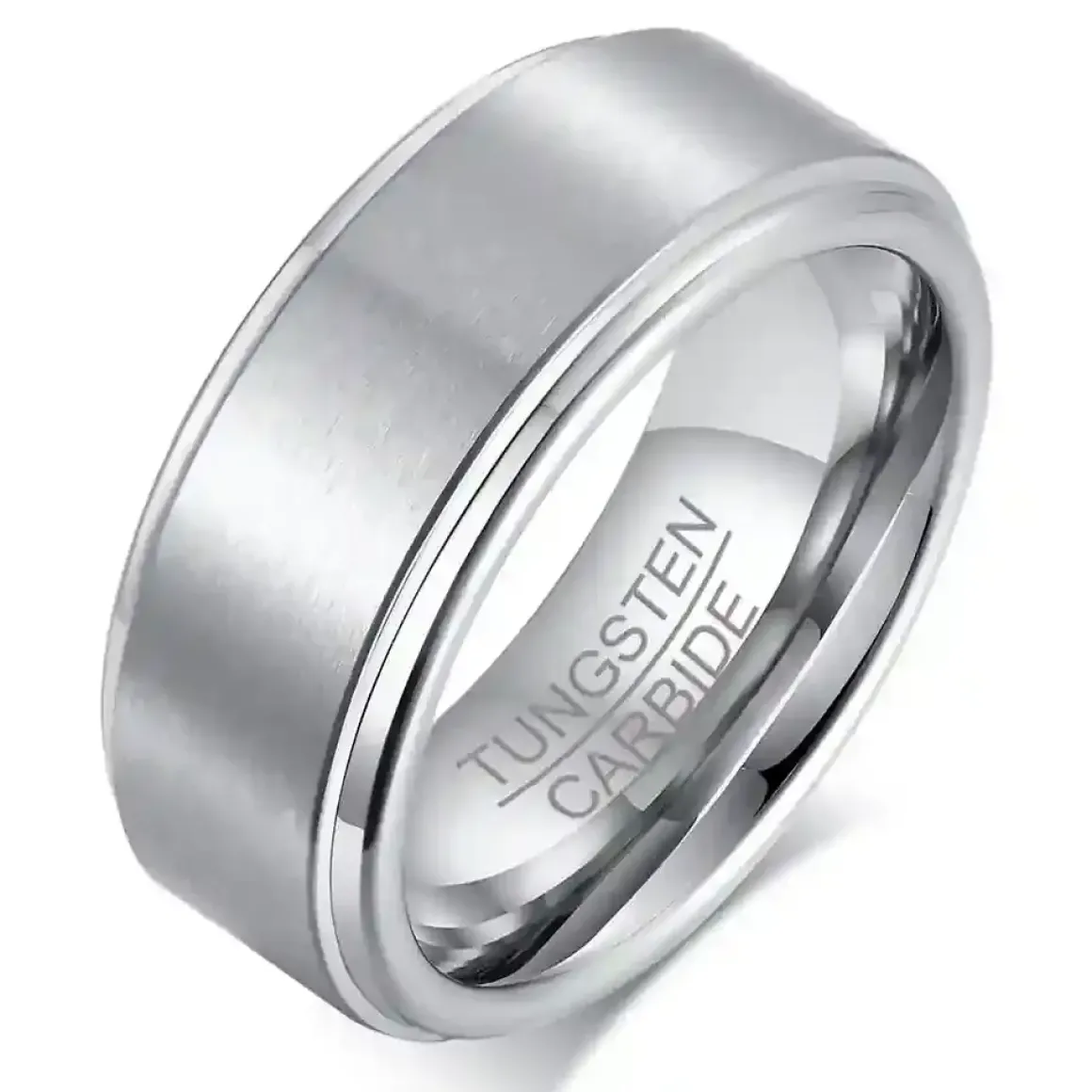 Silvercore Tungsten Ring – 8 mm børstet stålfinish