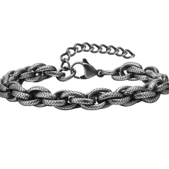 Snake oxyderet herrearmbånd i stål.