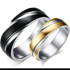 Sort & Guld parring / Forlovelsesring i rustfrit stål