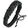 Sort flettet læderarmbånd