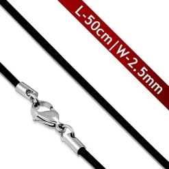 Sort gummisnor 2,5mm/50cm