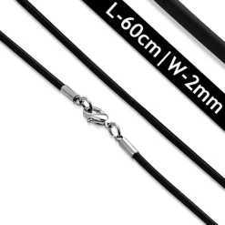 Sort gummisnor 2mm/60cm